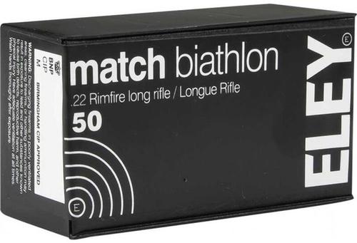 ELEY Rimfire Ammo - Biathlon Match, 22 LR, 40Gr, Flat Nose, 50rds Box?>