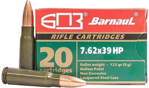 BarnauL Rifle Ammo - 7.62x39mm, 123Gr, HP, Lacquered Steel Case, Non-Corrosive, 20rds Box?>
