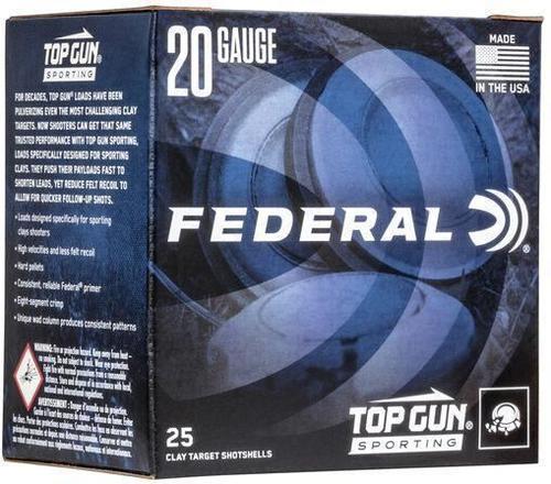Federal Top Gun Sporting Clay Shotgun Ammo - 20ga, 2-3/4", 2-3/4 DE, 7/8 oz., #8, 25rds Box?>