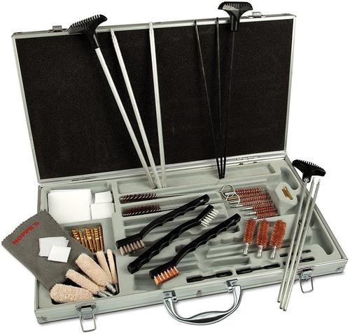 Hoppe's No.9 Premium Cleaning Kit - Pistol, Rifle & Shotgun, .22 Cal or Larger, 3 Types of 3 Piece Cleaning Rods, 10 Bronze Brushes, 6 Mops, 9 Brass Jag, 4 Slotted Tips, 3 Utility Brushes, 2 Round Brushes, Patches & Adapters, Hard Case?>