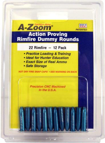A-Zoom Rimfire Metal Training Rounds - 22 LR, Action Proving Dummy Rounds, 12/Pack?>