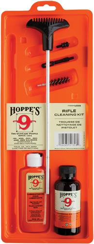 Hoppe's No. 9 Cleaning Kits, Rifle & Shotgun Cleaning Kit - All Calibers, With 3-Piece Steel Rod, 2 oz. Bottle Cleaning Solvent & 2.25 oz. Lubricating Oil, Clamshell, No Brushes?>