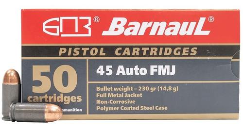 BARNAUL .45AUTO FMJ 230GR  STEEL CASE 50RS/BOX?>