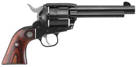 Ruger Vaquero Revolver 357 MAG 5.5 in, Hardwood Grp, 6 Rnd, Fixed Medium Blued Frame, Target Trgr?>