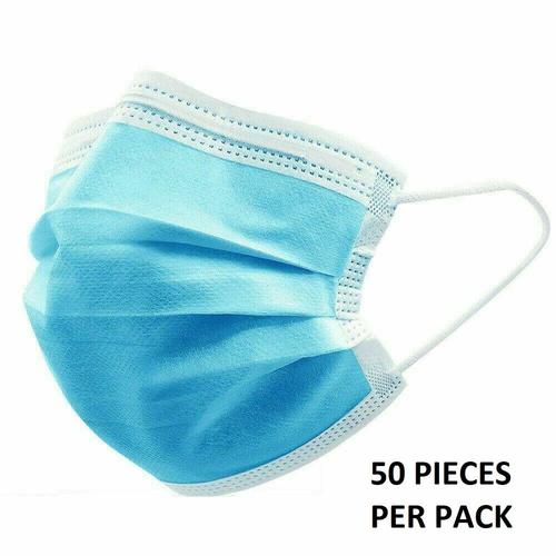3 PLY DISPOSABLE PROTECTIVE FACE MASK WITH ELASTIC EARLOOP, BLUE?>
