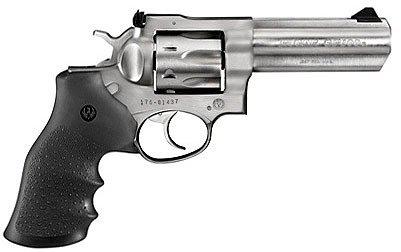 Ruger  GP100 Std Revolver 357 MAG, 6 in, Rubber MoNogrip, 6 Rnd Medium Satin Stainless Frame, Combat Trgr?>