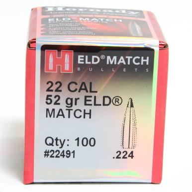 Hornady 22 Cal (.224) ELD Match, 52 Gr,  Box of 100?>