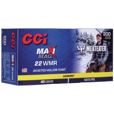 CCI Maxi Mag 22 WMR 40gr JHP Meateater Ammunition, 200 Round Box?>