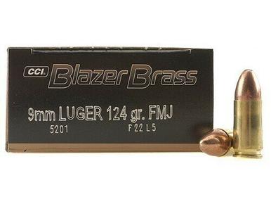 CCI Blazer Brass Cased 9mm Luger, 124 Gr, FMJ, 250 Rds?>