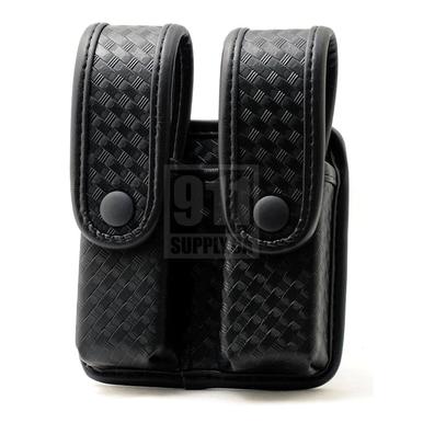Uncle Mike's Divided Double Pistol Magazine Pouch, Basketweave ?>