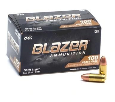 CCI Blazer Brass 9mm Luger, 115 gr FMJ, 100 Rnds?>