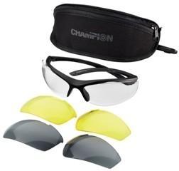 Champion Interchangeable Ballistic Shooting Glasses, 3 Colours with Case?>