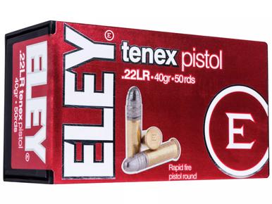 Eley Tenex Pistol  22 LR 40 Grain Lead Round Nose, Box of 50?>