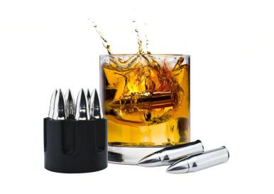 Caliber Gourmet Stainless Steel Reusable Bullet Chillers w/ Revolver Style Holders, 6 Pieces?>