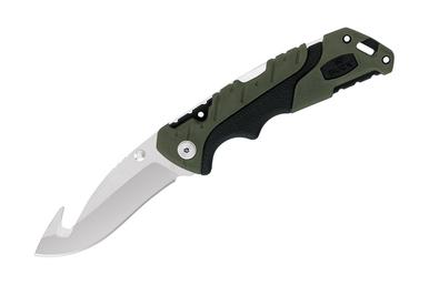 Buck Knives 660 Folding Pursuit, Large Gut-hook Knife, Black/ Green Molded Handle?>