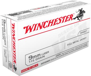 Winchester USA 9mm 115 Gr, FMJ, 50 Rds?>