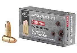 PPU Rangemaster 9mm NATO FMJ, 124 Gr, 50 Rds?>