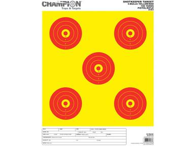 Champion ShotKeeper 5-Bull Targets, Yellow/Red Large , 12 Pack?>